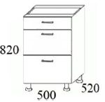 Szafka kuchenna stojąca z szufladami MKS12 50x52x82h